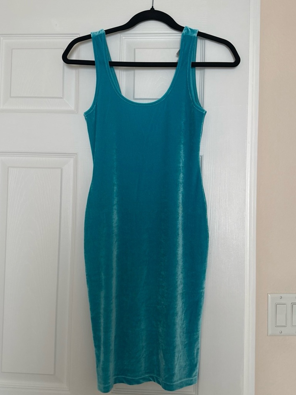 ASOS Teal Velvet Scoop Neck Bodycon Dress